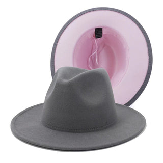 Gray Two-Toned Pink bottom Fedora.