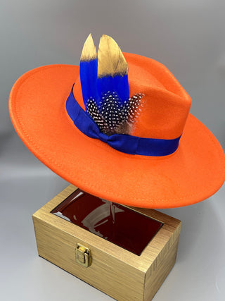 Luxury Bow Tie Fedora -Orange - Accessorizmee