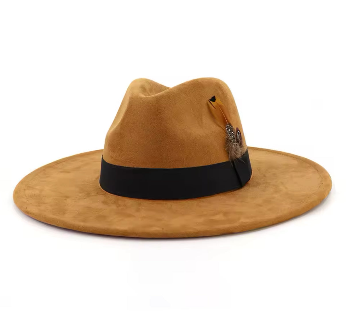 Feathered Suede Fedora hat