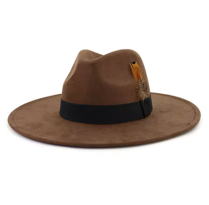 Feathered Suede Fedora hat