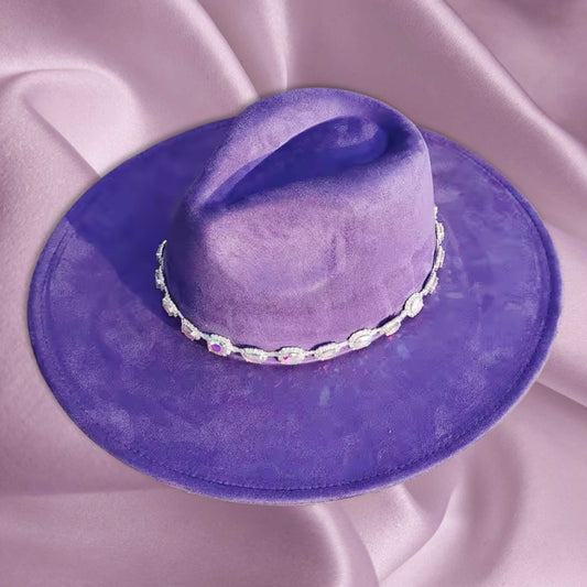 Raw diamond lux wide brim Fedora-purple