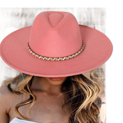 Beaded Stiff Fedora - Accessorizmee