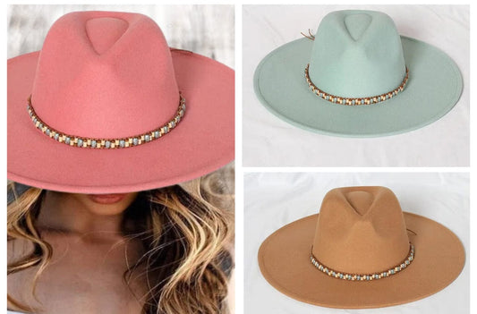 Beaded Stiff Fedora - Accessorizmee