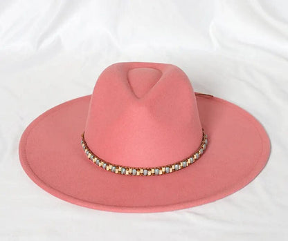 Beaded Stiff Fedora - Accessorizmee