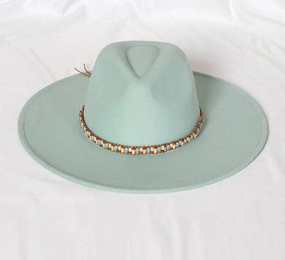 Beaded Stiff Fedora - Accessorizmee