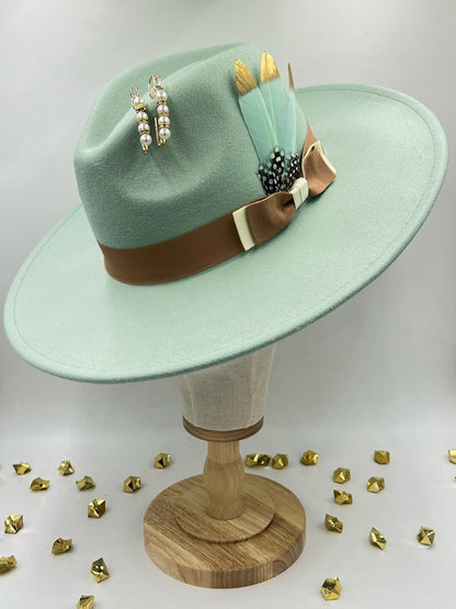 Bow Tie Fedora - vanilla mint - Accessorizmee