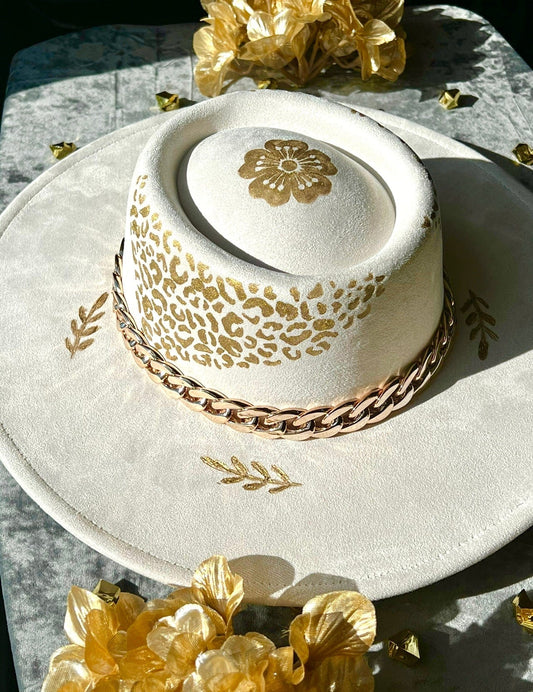 Custom handcrafted Gold Bliss Fedora - Accessorizmee