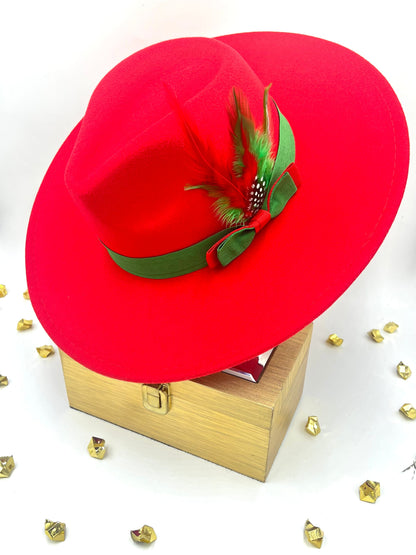 Luxury Fedora -Green Red - Accessorizmee