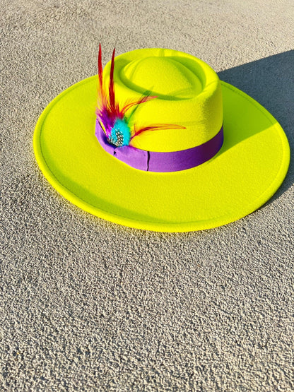 Luxury Round Fedora -lime purple - Accessorizmee