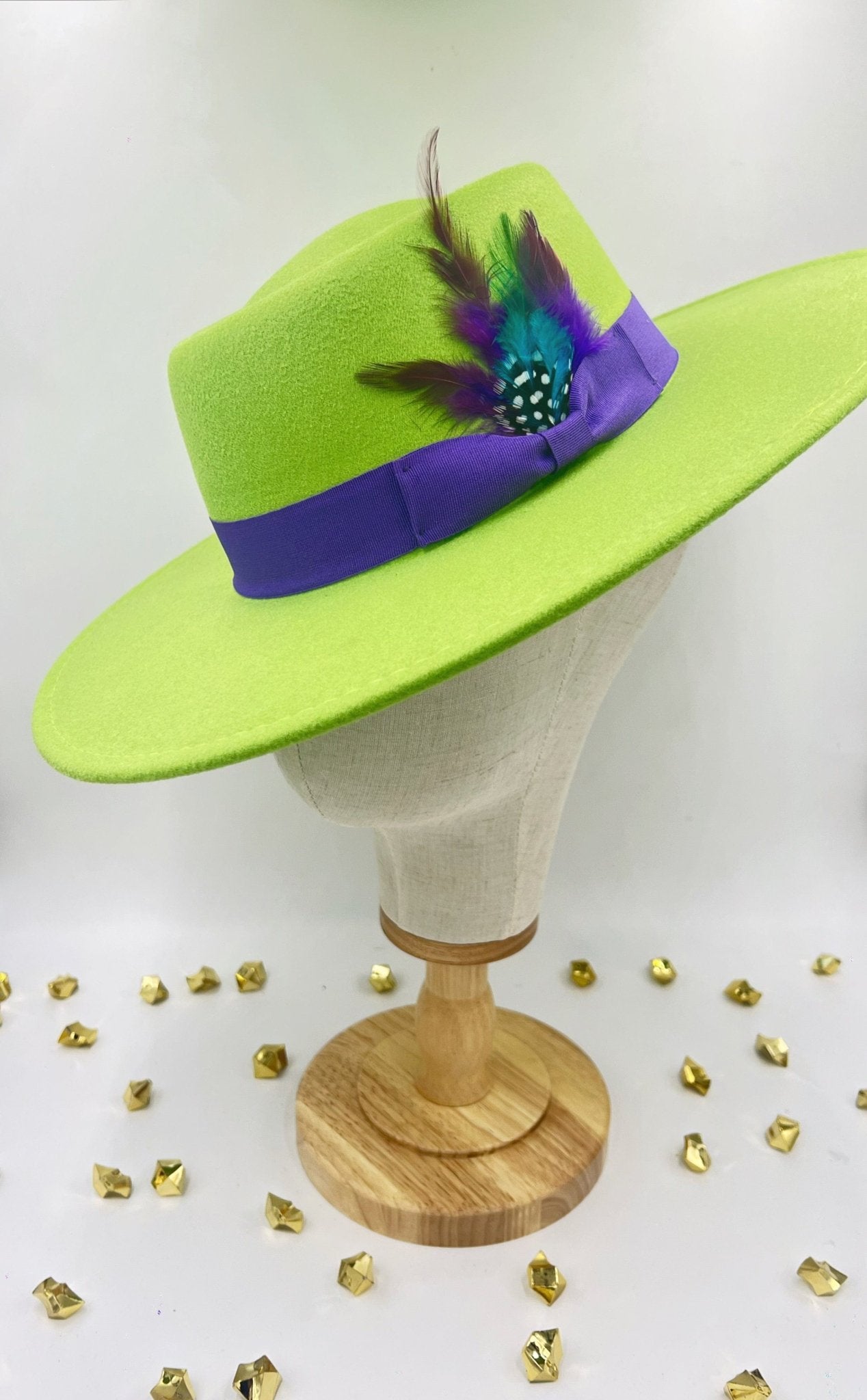 Luxury Round Fedora -lime purple - Accessorizmee