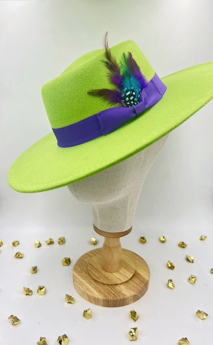 Luxury Round Fedora -lime purple - Accessorizmee