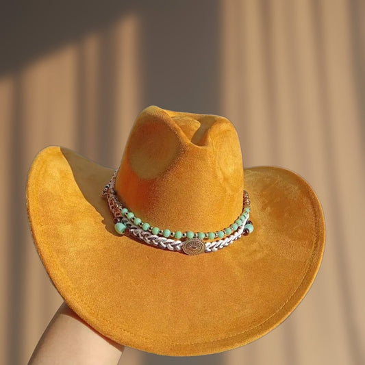 Never lose premium Suede Cowboy Hat- mustard - Accessorizmee