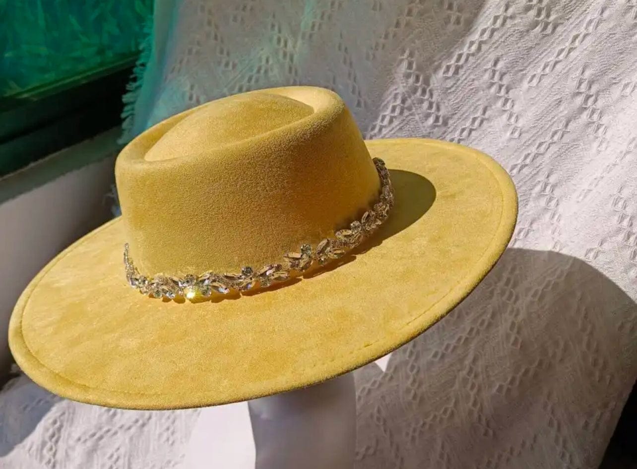 Raw flower diamond round brim Fedora - Accessorizmee