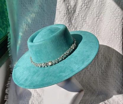 Raw flower diamond round brim Fedora - Accessorizmee