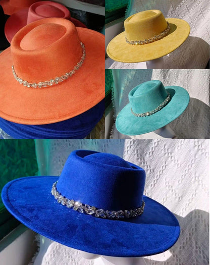 Raw flower diamond round brim Fedora - Accessorizmee