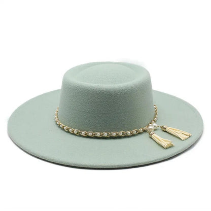 Round Wide Brim Fedora-Pearl - Accessorizmee