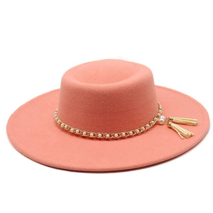 Round Wide Brim Fedora-Pearl - Accessorizmee