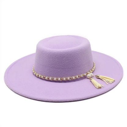 Round Wide Brim Fedora-Pearl - Accessorizmee