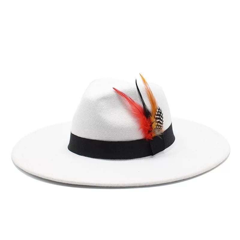 Wide Brim feathered Fedora - Accessorizmee