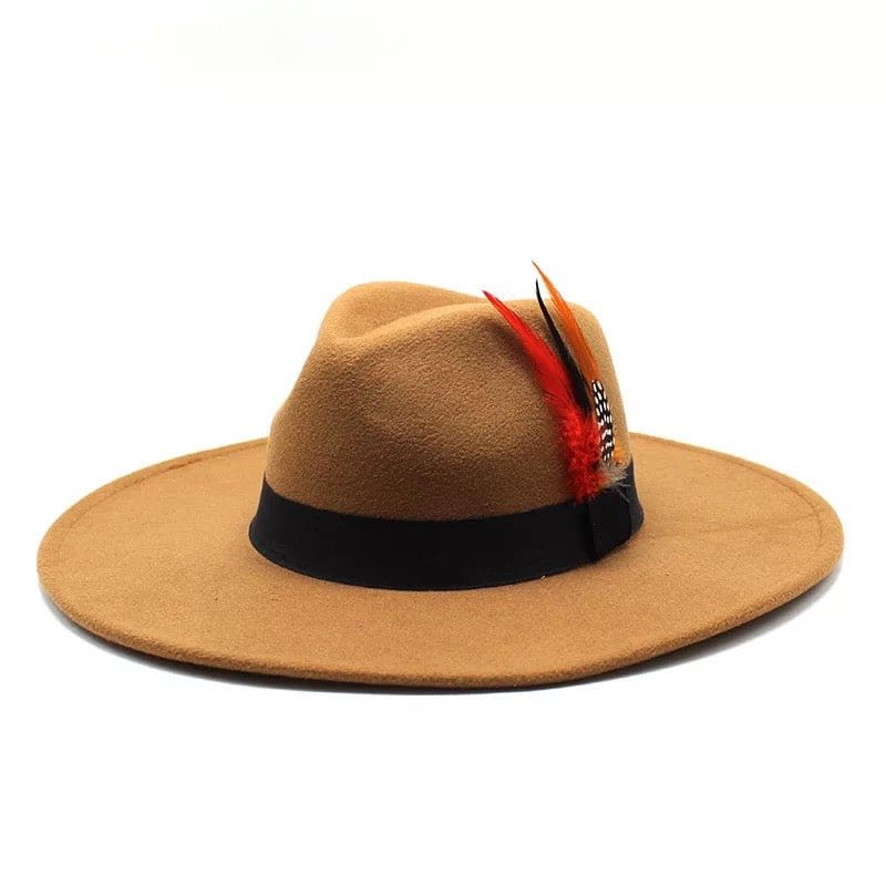 Wide Brim feathered Fedora - Accessorizmee