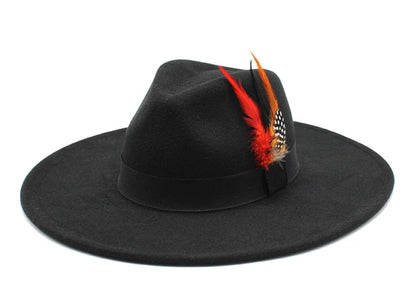 Wide Brim feathered Fedora - Accessorizmee