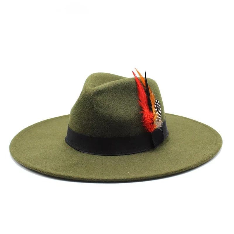 Wide Brim feathered Fedora - Accessorizmee