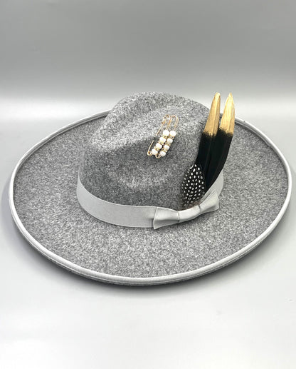 Bow Tie Fedora -Pencil brim GrayGold - Accessorizmee