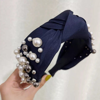 Pearl headband navy blue - Accessorizmee