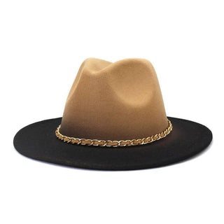 Tan Gradient Fedora with chain - Accessorizmee